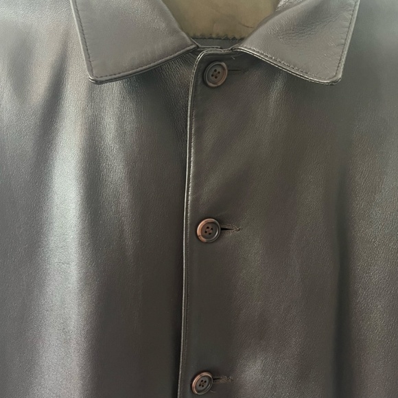 Brown semi long leather jacket - Picture 3 of 5